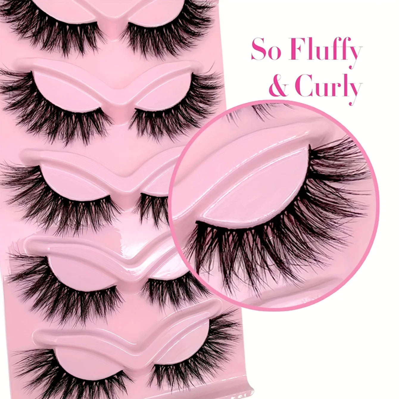 5 Paires de Faux Cils Effet “Cat Eye” – Volume Naturel & Regard Intense