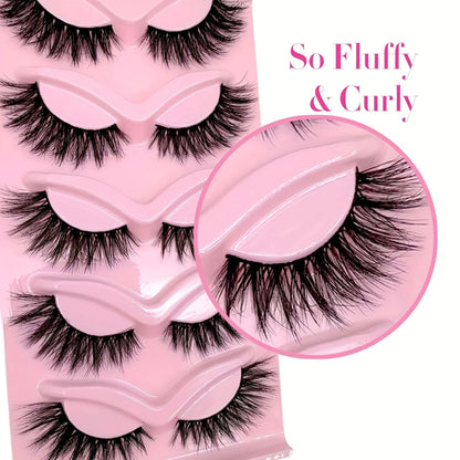 5 Paires de Faux Cils Effet “Cat Eye” – Volume Naturel & Regard Intense