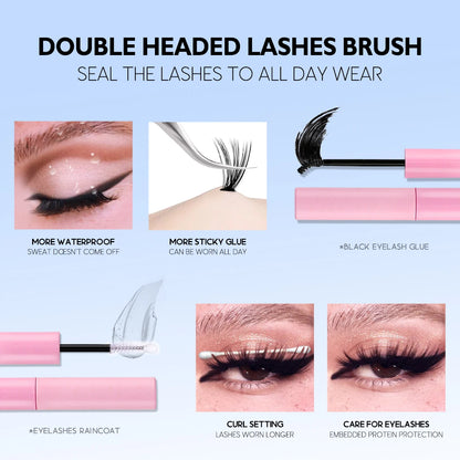 Kit Extension de Cils 💖 – Volume Naturel à la Maison (Colle + Pince Incluses)