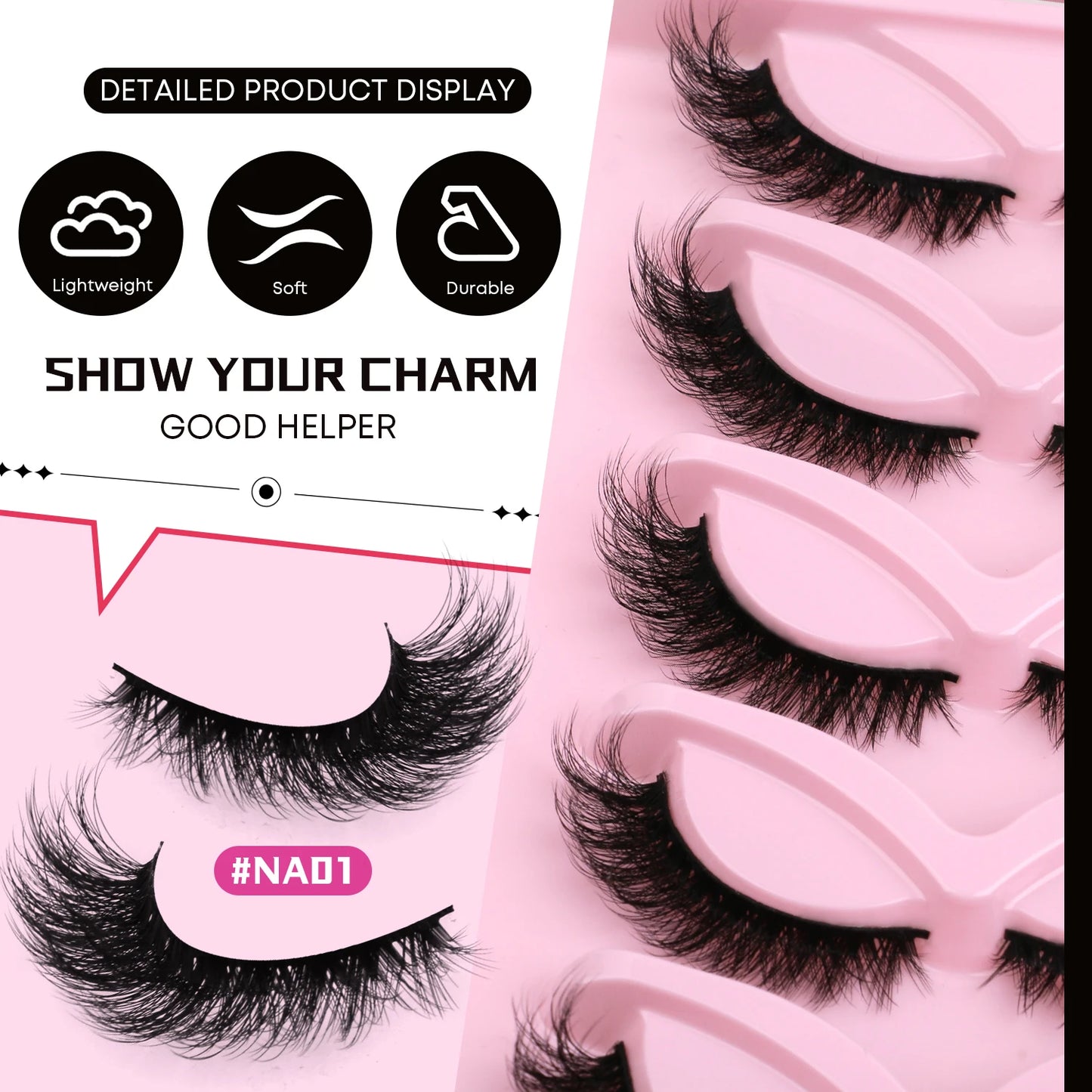 Cils Effet Œil de Biche 🖤 – Style Cat Eye Naturel & Allongé | 5 Paires