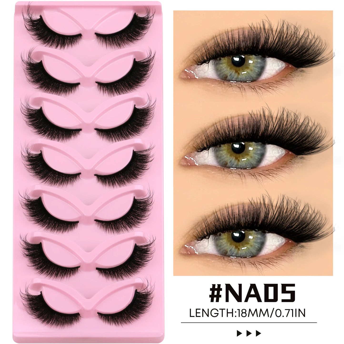 Cils Effet Œil de Biche 🖤 – Style Cat Eye Naturel & Allongé | 5 Paires