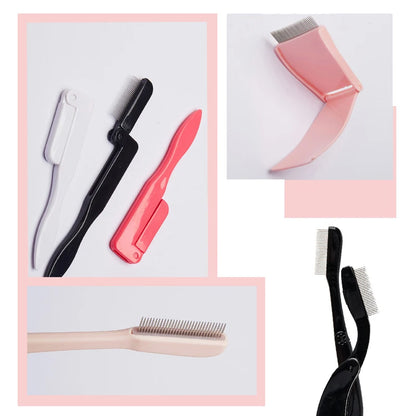 Brosse & Peigne à Cils Repliable 💖 – Sépare, Courbe et Définit Tes Cils